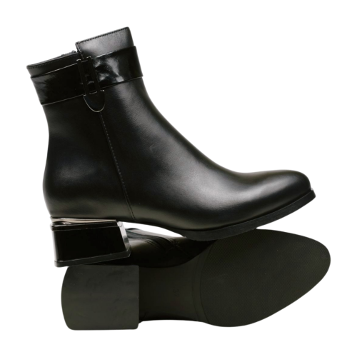 Дамски елегантни боти от естествена кожа черни 203