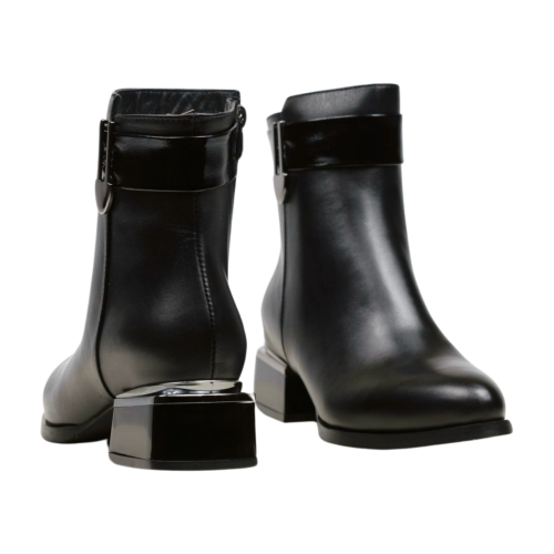 Дамски елегантни боти от естествена кожа черни 203