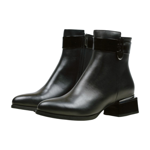 Дамски елегантни боти от естествена кожа черни 203