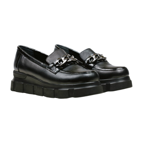 Дамски ежедневни обувки от естествена кожа черни 10-138-01-301