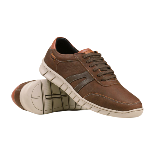 Мъжки спортни обувки от естествена кожа кафяви 1350 Baerchi