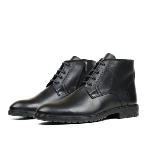 Мъжки ежедневни боти от естествена кожа черни D-91