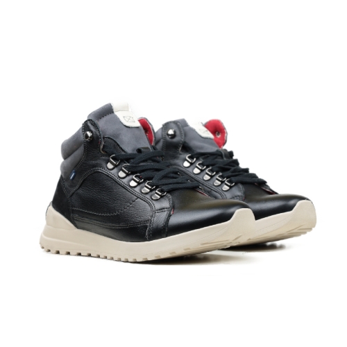 Мъжки спортни боти от естествена кожа черни 5153 Baerchi