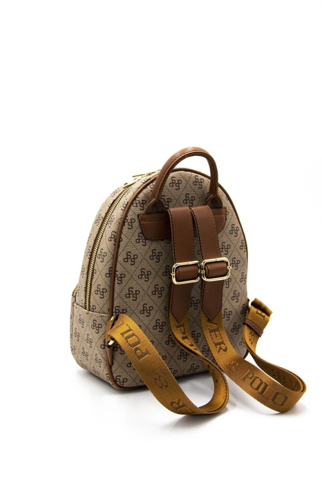 Дамска раница в бежово и кафяво 945 M178 SP Print Silver&Polo