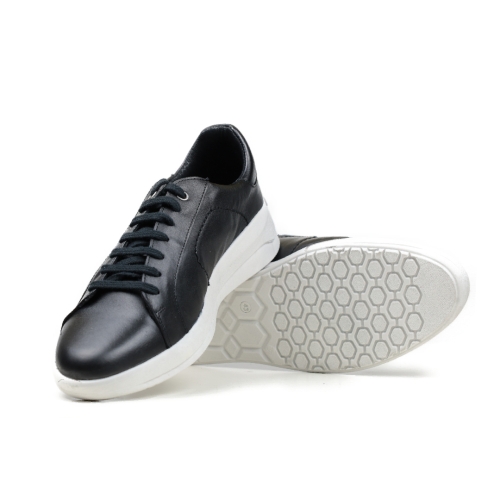 Мъжки спортни обувки от естествена кожа черни 1402 Baerchi