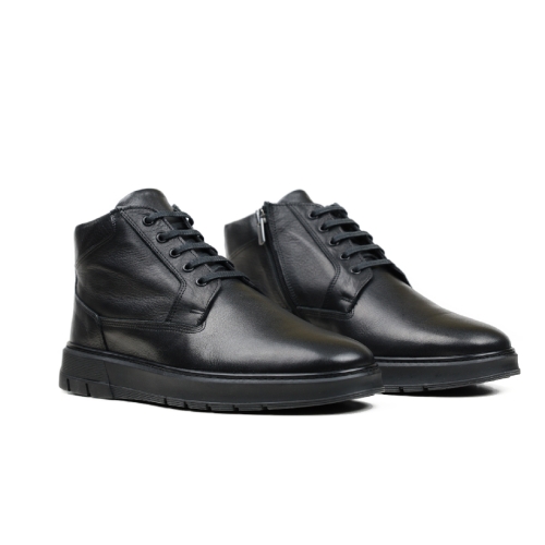 Мъжки ежедневни боти от естествена кожа черни F-01-MFL