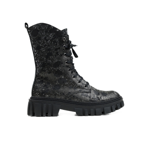 Дамски ежедневни боти от естествен набук в черно и графит 2337/224