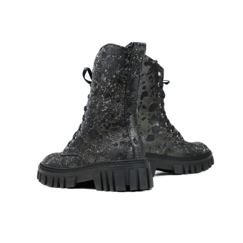 Дамски ежедневни боти от естествен набук в черно и графит 2337/224