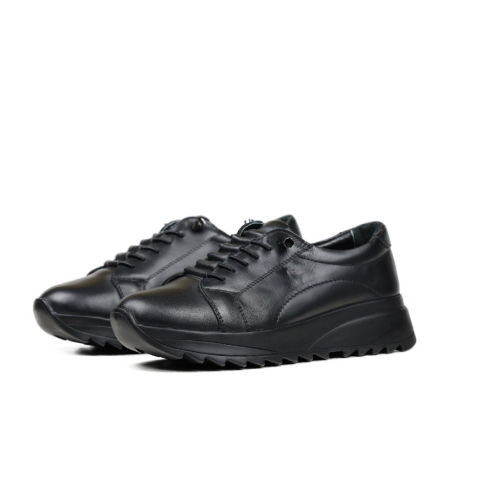 Дамски спортни обувки от естествена кожа в черно 460