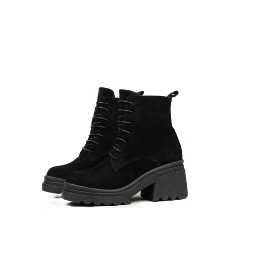 Дамски ежедневни боти от естествен велур черни 1079-02