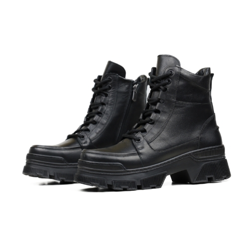 Дамски ежедневни боти от естествена кожа черни 05-01