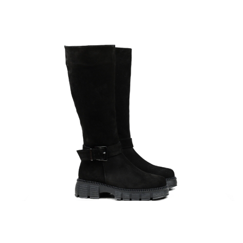Дамски ежедневни ботуши от естествен велур черни 403-21-50