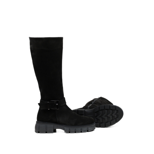 Дамски ежедневни ботуши от естествен велур черни 403-21-50