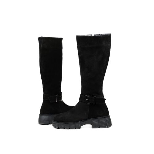 Дамски ежедневни ботуши от естествен велур черни 403-21-50