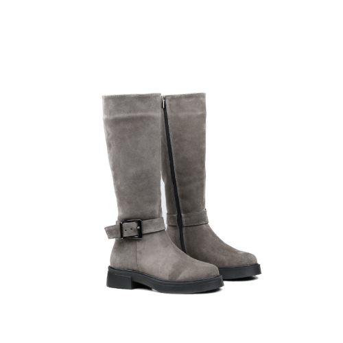 Дамски ежедневни ботуши от естествен велур сиви 403-21-54