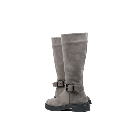 Дамски ежедневни ботуши от естествен велур сиви 403-21-54