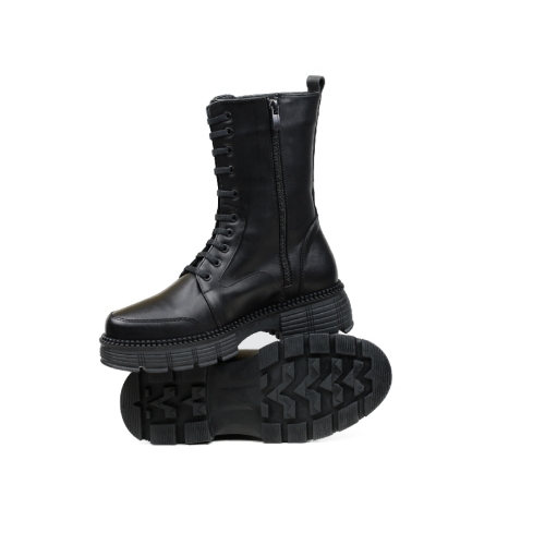 Дамски ежедневни боти от естествена кожа черни 404-21-46