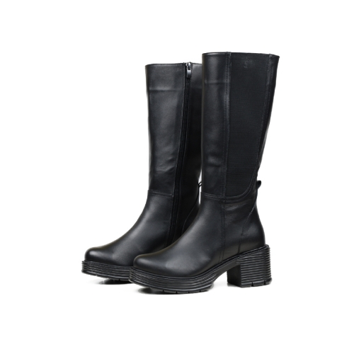 Дамски ежедневни ботуши от естествена кожа черни 7300