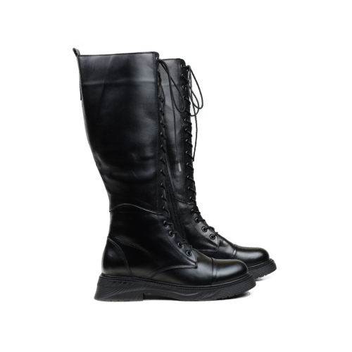 Дамски ежедневни ботуши от естествена кожа черни 386-01-2276