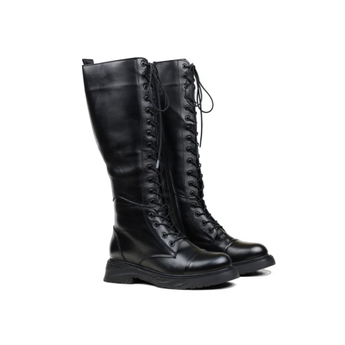 Дамски ежедневни ботуши от естествена кожа черни 386-01-2276