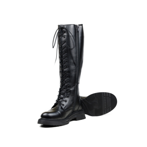 Дамски ежедневни ботуши от естествена кожа черни 386-01-2276