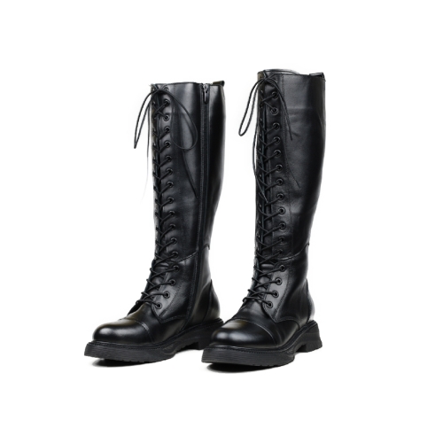 Дамски ежедневни ботуши от естествена кожа черни 386-01-2276