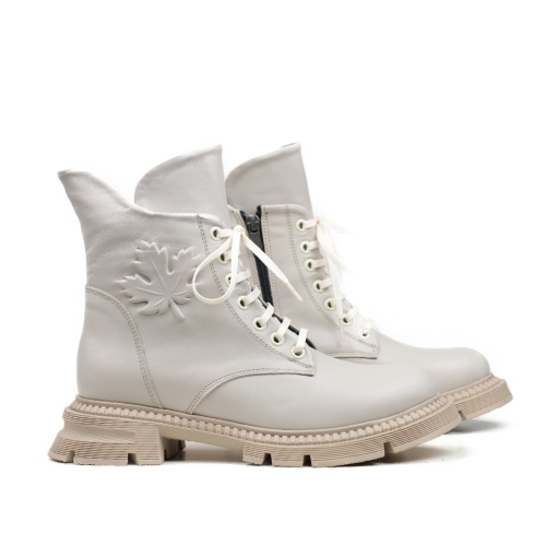 Дамски ежедневни боти от естествена кожа бежови 340-23-44