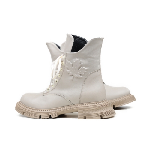 Дамски ежедневни боти от естествена кожа бежови 340-23-44