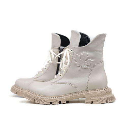 Дамски ежедневни боти от естествена кожа бежови 340-23-44