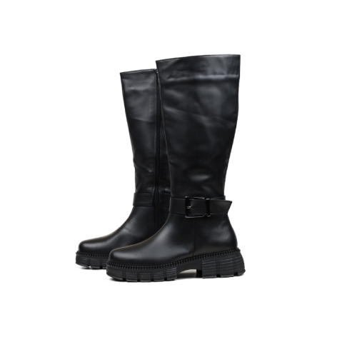 Дамски ежедневни ботуши от естествена кожа черни 403-21-35