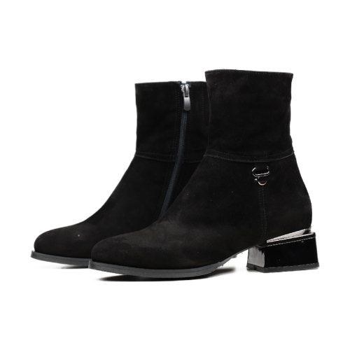 Дамски елегантни боти от естествен велур черни 210