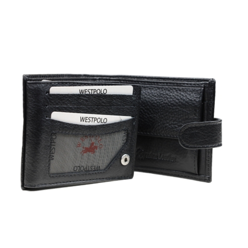 Мъжки кожен портфейл черен 63Р