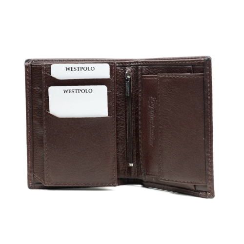 Мъжки кожен портфейл кафяв 79