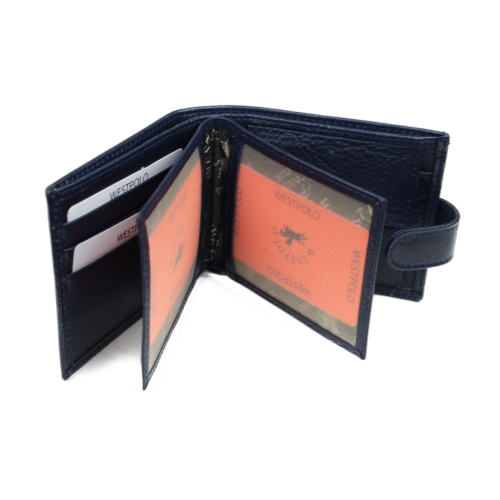 Мъжки кожен портфейл тъмно син 11Р