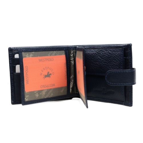 Мъжки кожен портфейл тъмно син 11Р