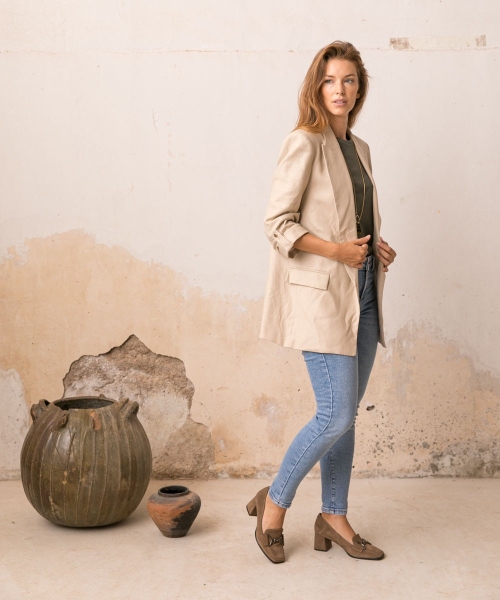 Дамски елегантни обувки от естествен велур тауп 5607 H-260 Patricia Miller