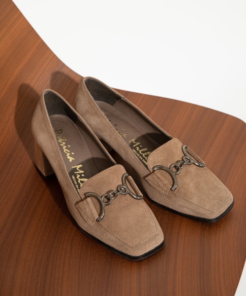 Дамски елегантни обувки от естествен велур тауп 5607 H-260 Patricia Miller