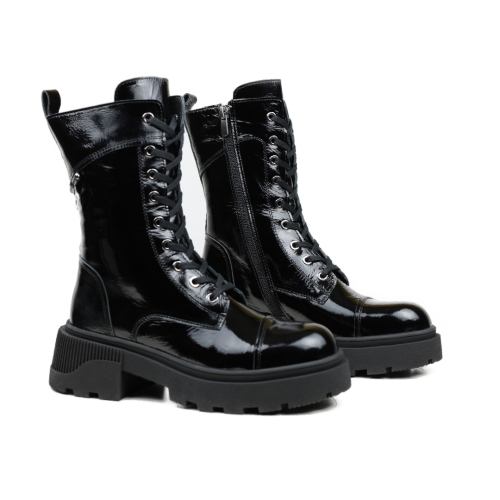 Дамски ежедневни боти от естествен лак черни 4005-30