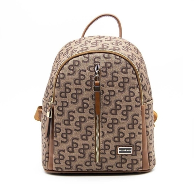 Дамска раница бежова 901 M169 Monogram Silver&Polo