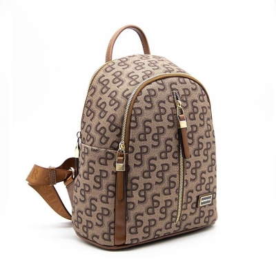 Дамска раница бежова 901 M169 Monogram Silver&Polo
