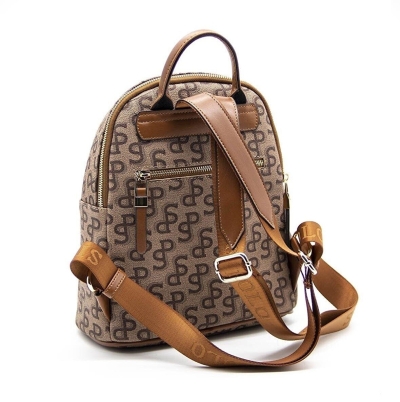 Дамска раница бежова 901 M169 Monogram Silver&Polo