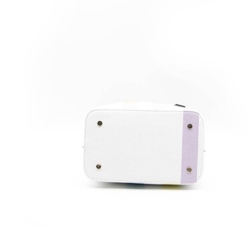 Дамска елегантна чанта в бяло и лилаво 967 M71 Kareli Ekose Silver&Polo