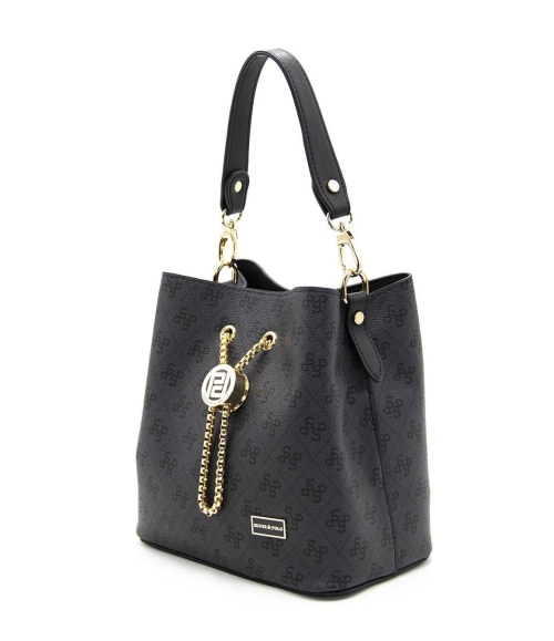 Дамска елегантна чанта тъмно сива 967 M178 SP print Silver&Polo