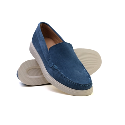 Мъжки ежедневни мокасини от естествен велур в синьо 64 Liso Pastorret