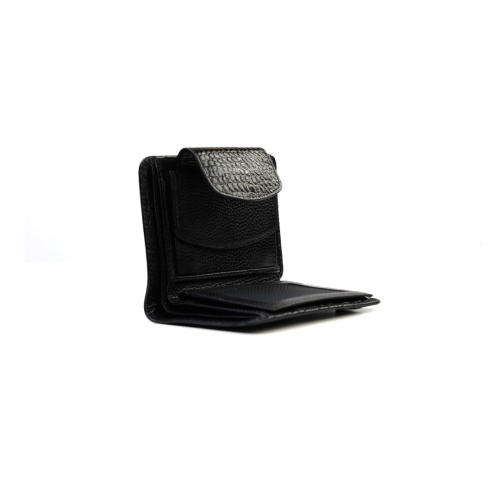 Дамски кожен портфейл черен 086-633