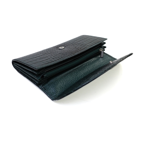 Дамски кожен портфейл зелен 733-678