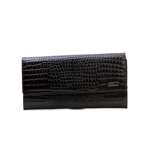 Дамски кожен портфейл тъмно кафяв 150-677