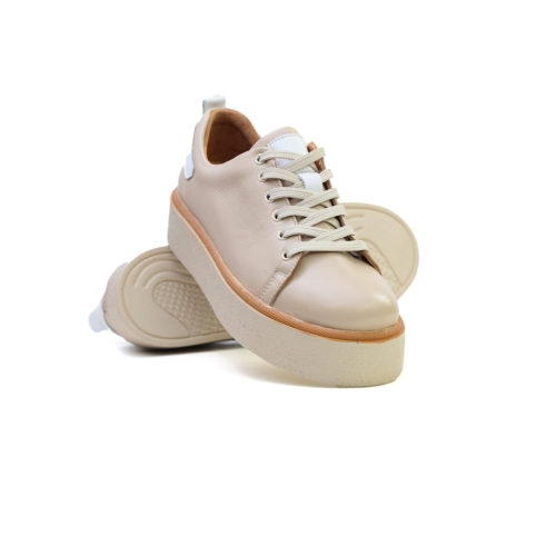 Дамски спортни обувки от естествена кожа бежови 2023-15754