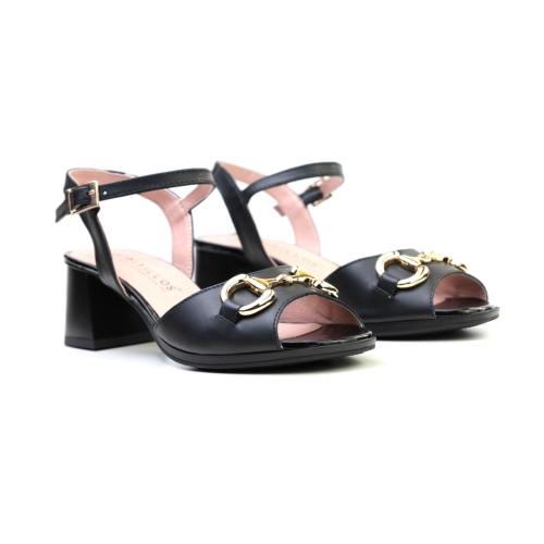 Дамски елегантни сандали от естествена кожа черни 5693 Pitillos