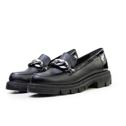 Дамски ежедневни обувки от естествена кожа черни 10-160-01-301